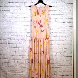 DR2 Pink Floral Sleeveless Maxi Dress Size Medium
